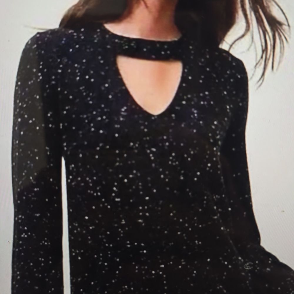 LOFT Black Speckled Cutout Choker Sweater Size S‎ Petite